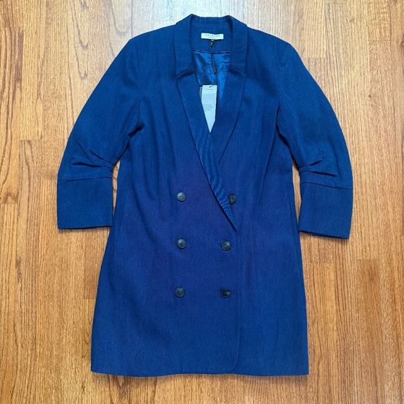 NWT Halston Heritage denim blue double breasted jacket size M